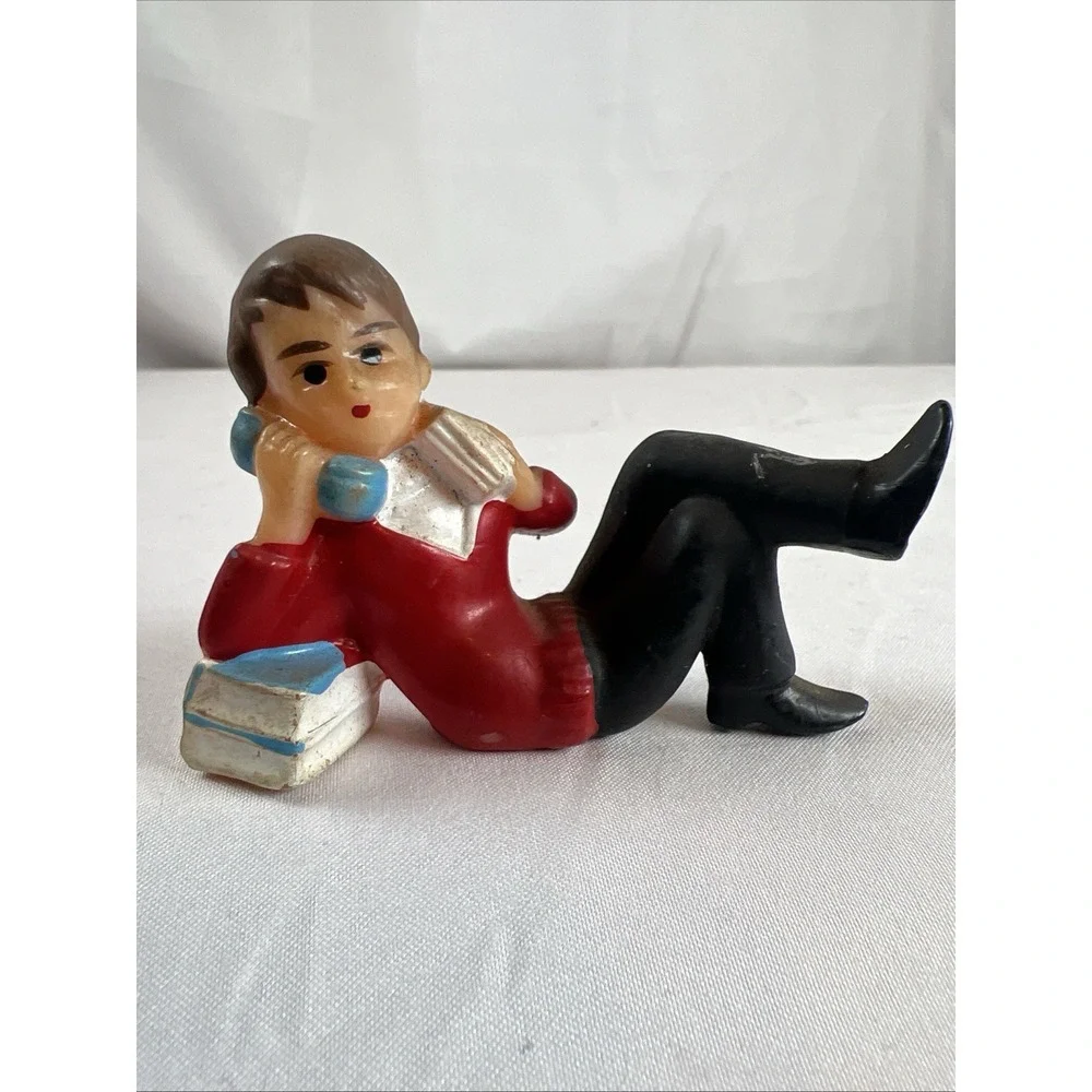 Vintage Wilton Cake Toppers 1950s Boy Talking On Phone Plastic Set 2